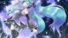 Butterflies headphones tie tattoos microphones blue hair long 