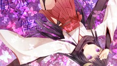 Butterflies horns inu x boku ss miko hair ornaments thigh highs 