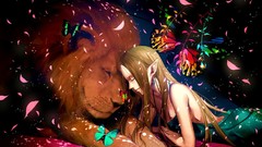 Butterflies Lions blondes long hair flower petals pointy ears