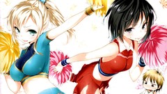 Butterflies navel blondes skirts sweat blush long hair anime 