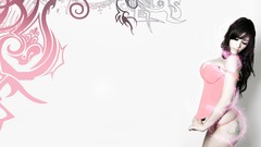 Butterflies pink woman glow tattoos models oriental Photo 