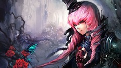 Butterflies roses pink hair