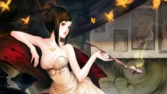 Butterflies smoke dress brunettes hair bun