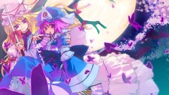 Butterflies Umbrellas fans touhou saigyouji yuyuko yakumo 