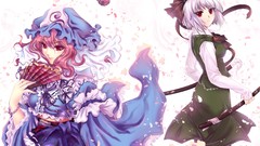 Butterflies weapons Katana red eyes fans pink hair anime girls 