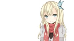 Butterflies white background blondes scarfs smiling long hair 