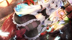 Butterflies white hair long hair anime girls crowns original 