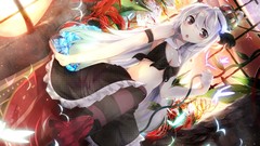 Butterflies white hair long hair anime girls crowns original 