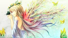 Butterflies wings blondes long hair flower crowns