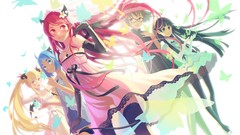 Butterflies wings glasses dress horns red eyes gloves blondes 