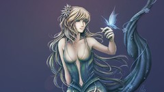 Butterflies woman blondes boobs fantasy art