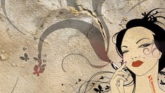 Butterflies woman lips Cigarettes grunge smoking artwork 