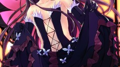 Butterflies woman wings Anime gloves skirts blush long hair 