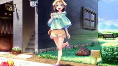 Cafe Garden houses anime girls blue eyes