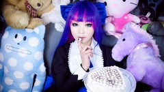 Cakes asians blue hair cosplay