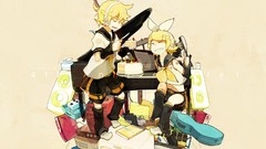 Cakes smiling anime girls vocaloid kagamine len kagamine rin 