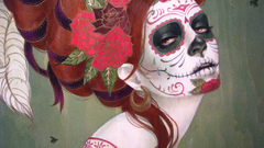 Calavera woman drawings candy