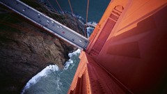California looking down golden gate bridge