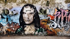 calligraphy Mona Lisa graffiti wall