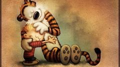 Calvin and hobbes hugging