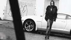 Camaro fashion Actress brunettes vehicles mila kunis grayscale 