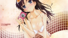 Cameras sunglasses blush long hair anime girls blue eyes 