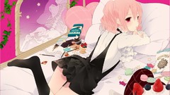 Candies beds skeletons pillows skirts pink hair pink eyes 