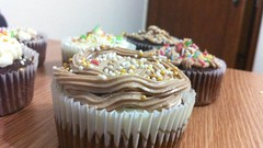 Candies chocolate icing cupcakes