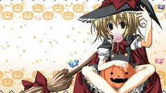 Candies pumpkins anime girls helloween witches touhou kirisame 