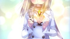 Candles blondes skirts scarfs anime girls blue eyes katagiri 