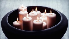 Candles bowls wooden floor