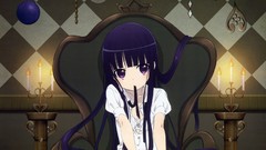 Candles long hair anime girls inu x boku ss purple hair purple 
