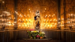 Candles statues churches