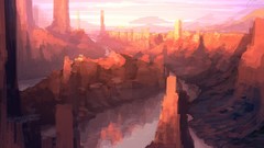 Canyon paintings concept art digital art scenic