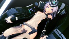 Cap Anime anime girls blue eyes purple hair lying down cgi 