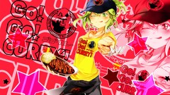 Cap food anime girls green eyes short hair vocaloid wink green 