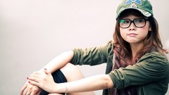 Cap glasses asians brunettes girls with glasses