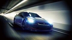 Car blue cars road tunnel vehicle Nissan headlight beams