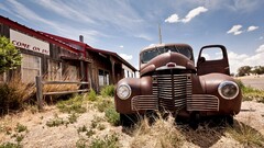 Car desert clouds vehicle oldtimer Plants