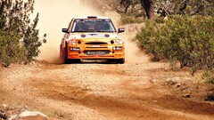 Car escort rally orange cars vehicle rally cars racing Sport