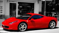 Car Ferrari red cars selective coloring ferrari 458 vehicle