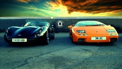 Car Lamborghini lamborghini diablo orange cars black cars sky