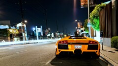 Car Lamborghini lamborghini murcielago yellow cars night vehicle