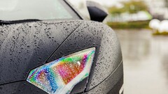 Car Lamborghini rainbows water drops