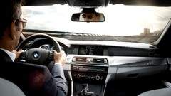 Car Men BMW men with glasses car interior mirror reflection road