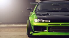 Car Nissan Silvia green cars nissan silvia vehicle frontal view