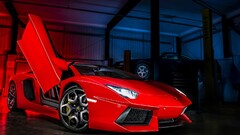 Car red cars Lamborghini-Aventador Lamborghini vehicle Supercars