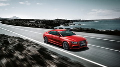 Car red cars motion blur road vehicle asphalt numbers coast sky