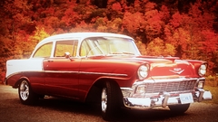 Car red cars vehicle oldtimer Chevrolet bel-air