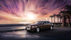 Car rolls-royce phantom vehicle sky clouds palm trees